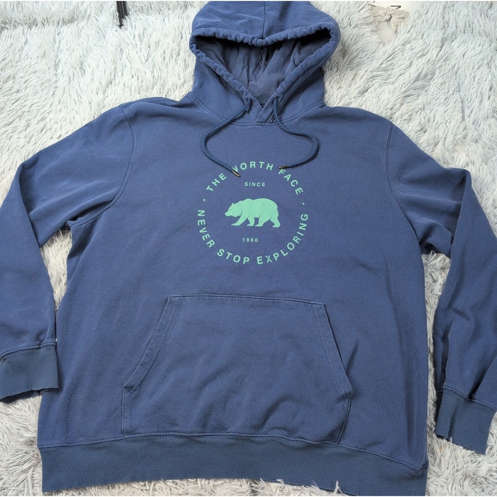 The North Face Sweatshirt Mens XXL Blue Hoodie Never Stop Exploring Pocket